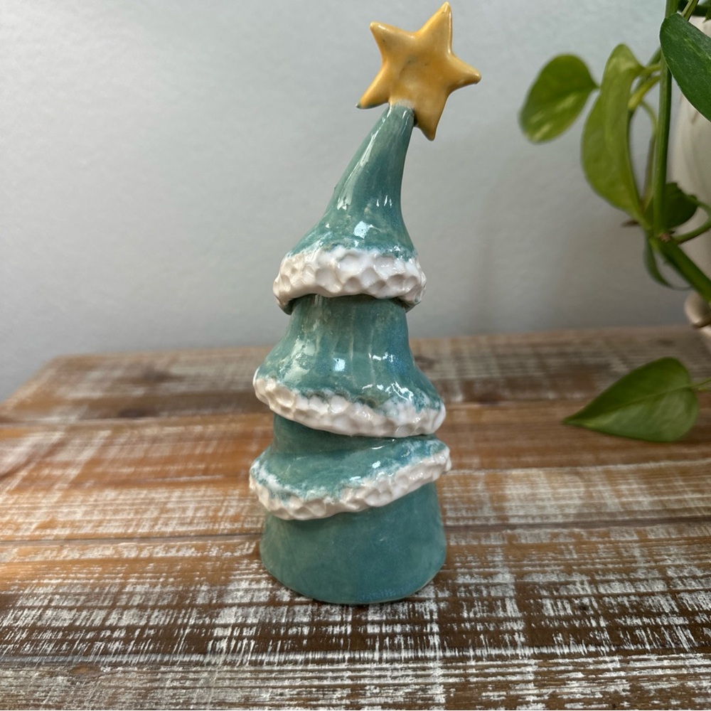 A Whimsical Crooked Ceramic Christmas Tree Figurine For Seasonal Decoration OOAK